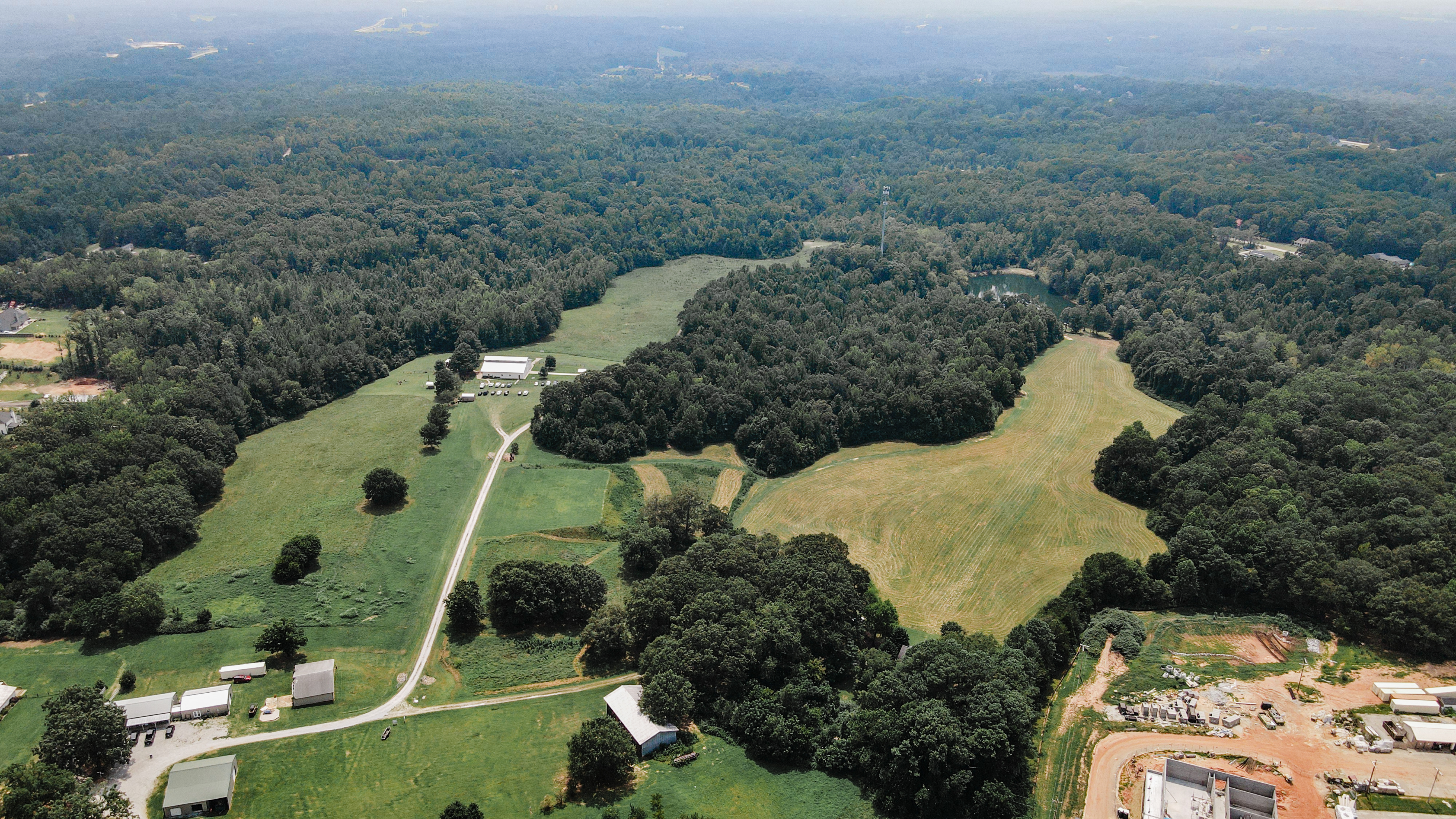 Aerial view of the Last Rucker Standing course at The Gathering Farm