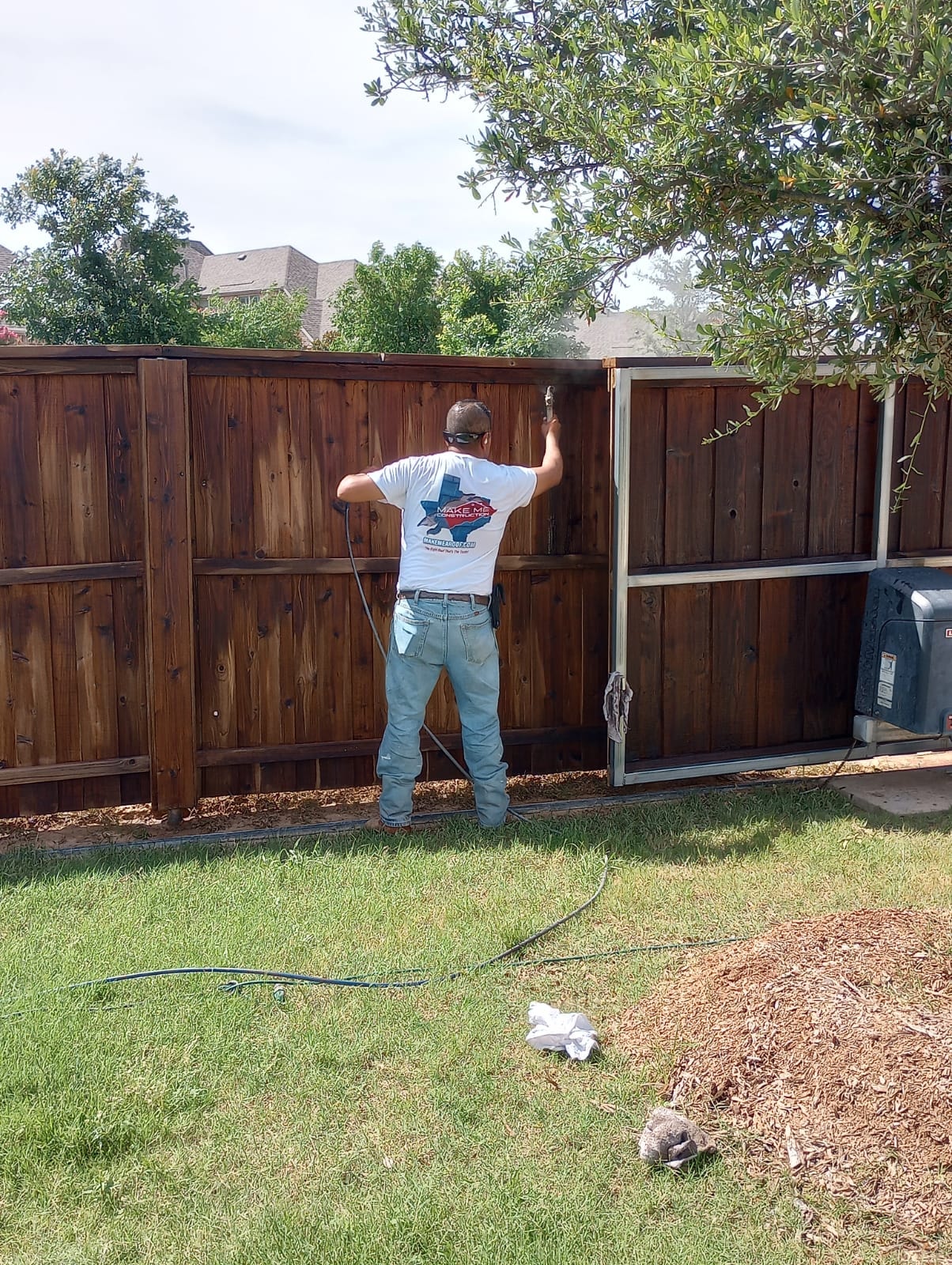Stained wood fence by Make Me A Fence