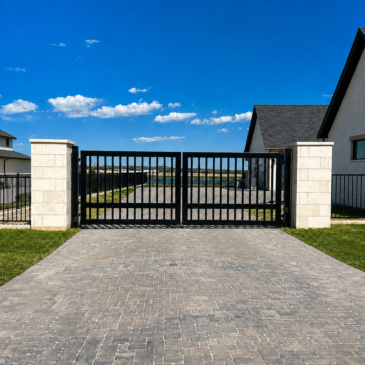 Custom driveway gate installation by Make Me A Fence in Dallas-Fort Worth