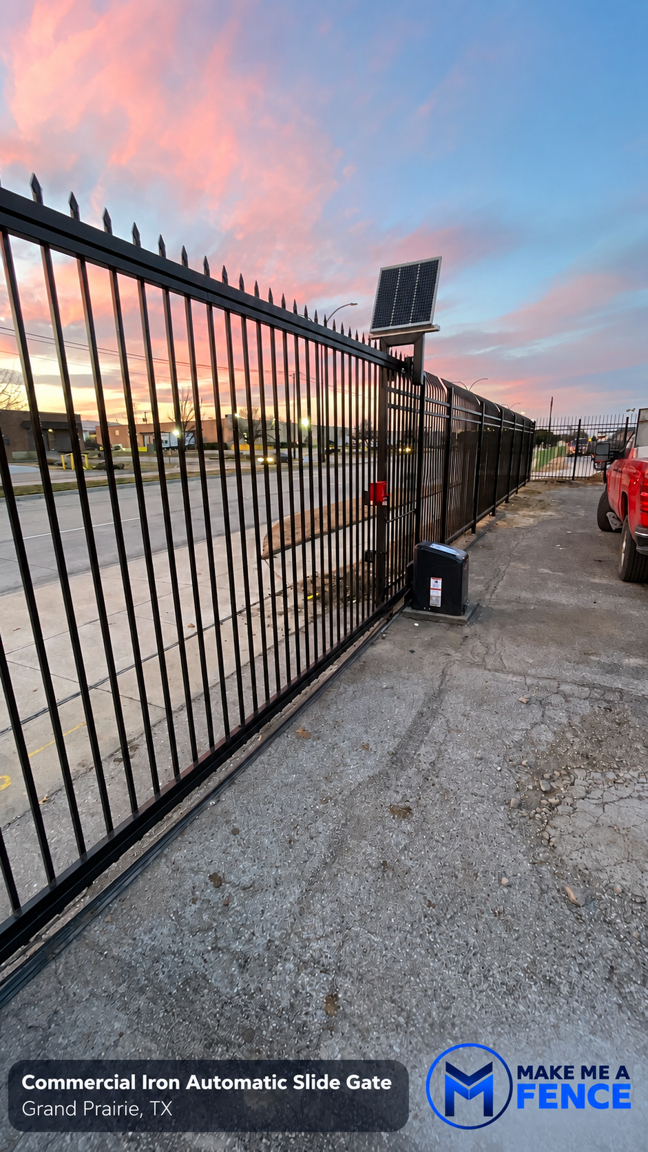 Commercial automatic slide gate installed in Grand Prairie, Texas