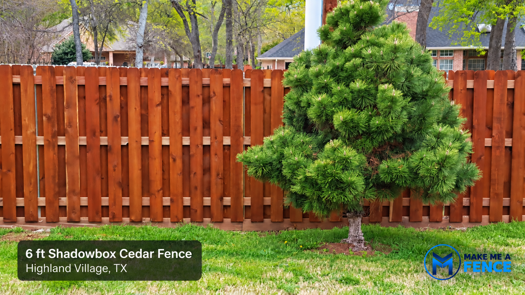 6ft shadowbox cedar fence installed by Make Me A Fence in Highland Village, TX