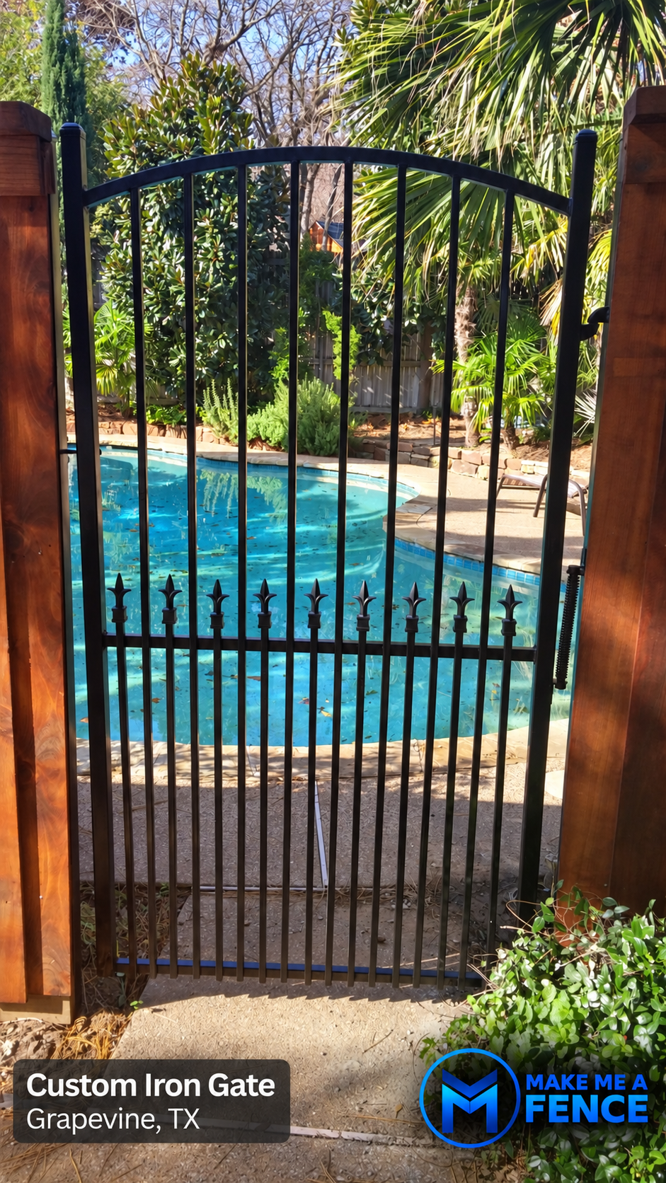 Custom iron gate installed by Make Me A Fence in Grapevine, TX