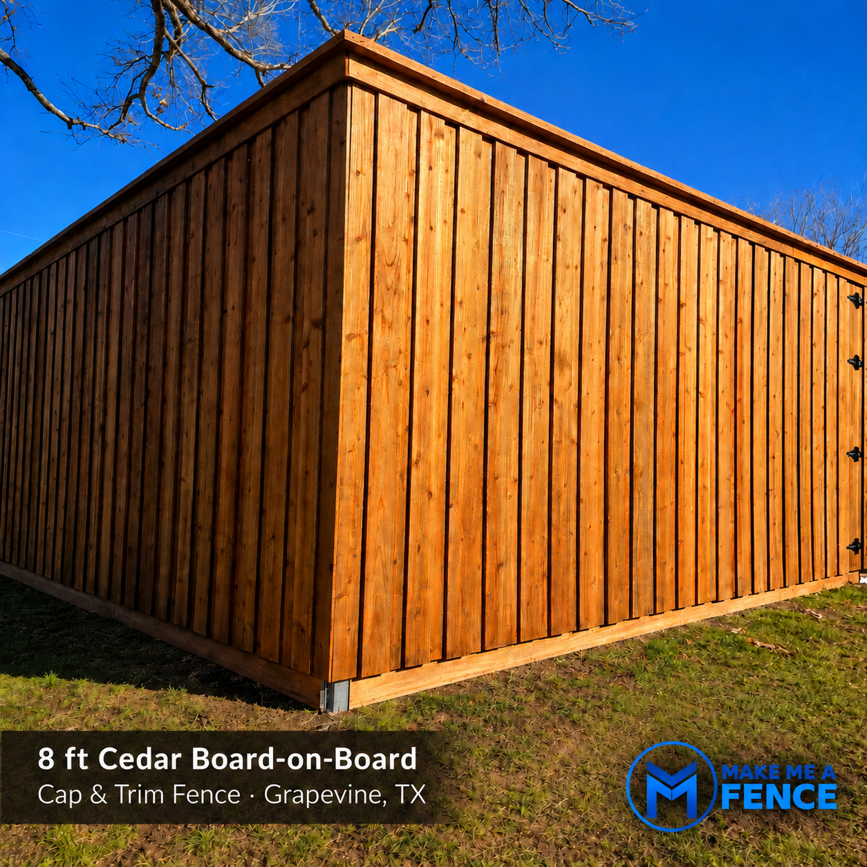 Cedar board-on-board fence in Grapevine, TX