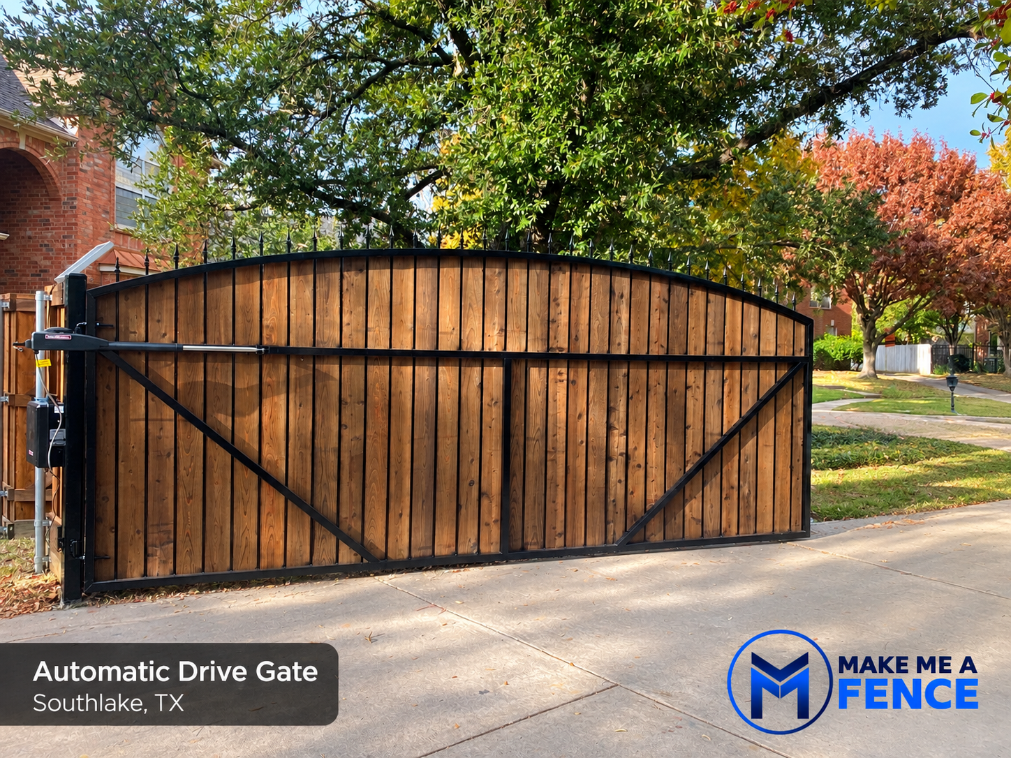 Automatic gate installation by Make Me A Fence in Southlake, Texas