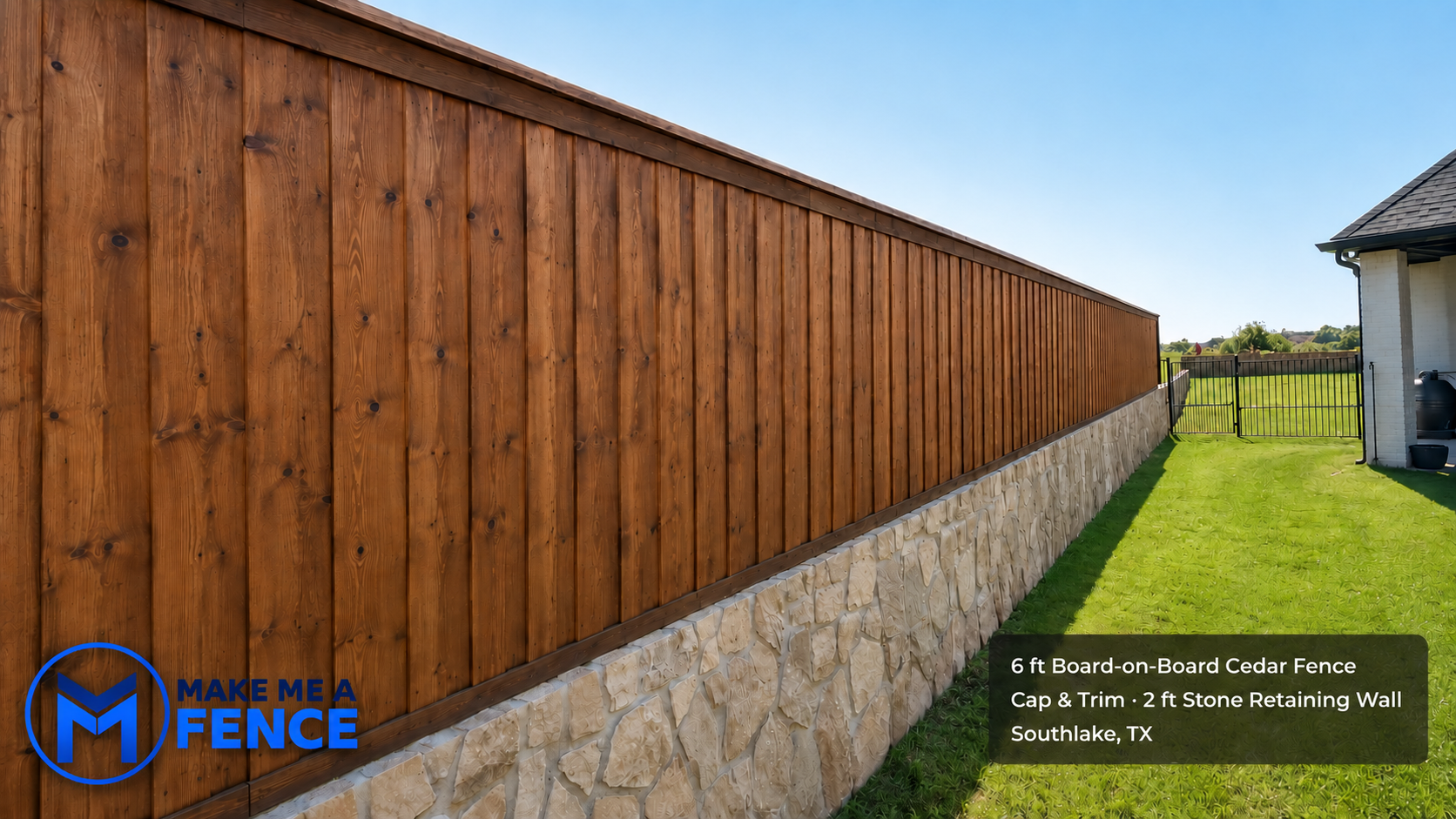6-foot board-on-board with cap and trim — Pre-stained Medium Brown