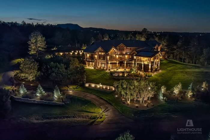 Full property lighting design at dusk