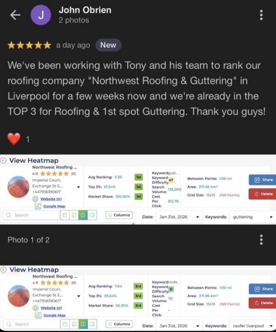 Google review from John Obrien about Northwest Roofing and Guttering