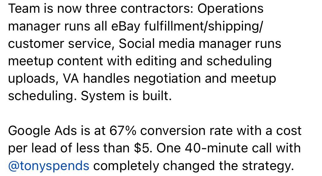 Client note: Google Ads at 67 percent conversion rate, cost per lead under 5 dollars