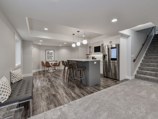 modern updated basement complete with in built kitchen and furnishings