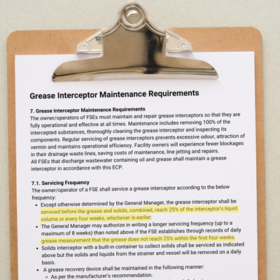 Grease Trap Service Frequency