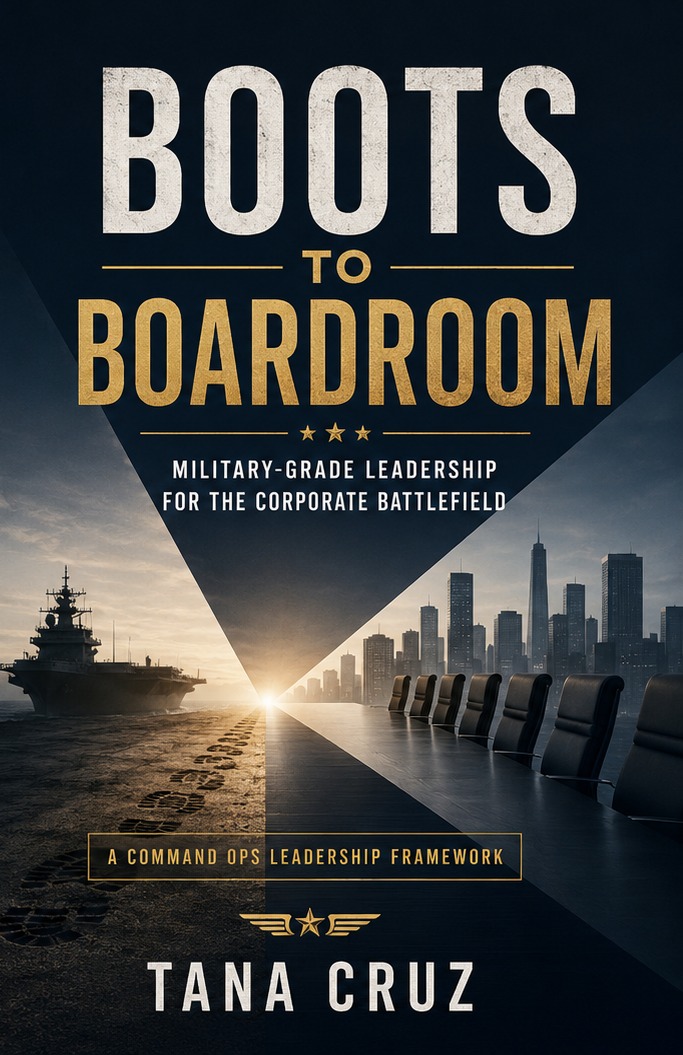 Boots to Boardroom book cover: military-grade leadership for the corporate battlefield, by Tana Cruz