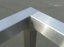 Completed stainless steel frame corner