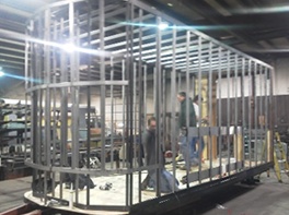 Steel trailer frame welded 16 inches on center