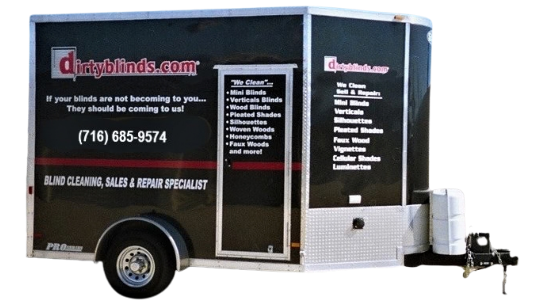 DirtyBlinds.com 10 ft transport trailer