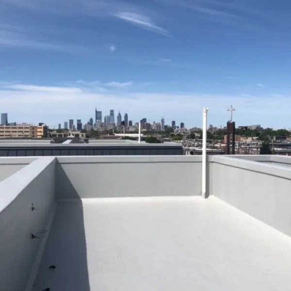 Seamless fiberglass flat roof in Norristown with waterproof finish