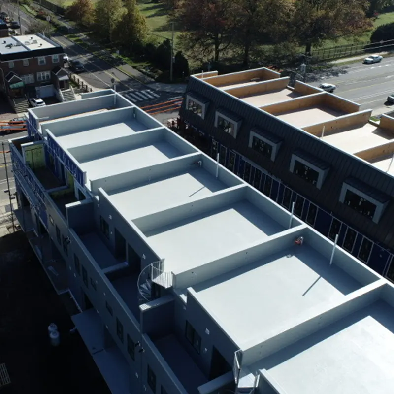 Completed commercial fiberglass roofing project in Upper Darby