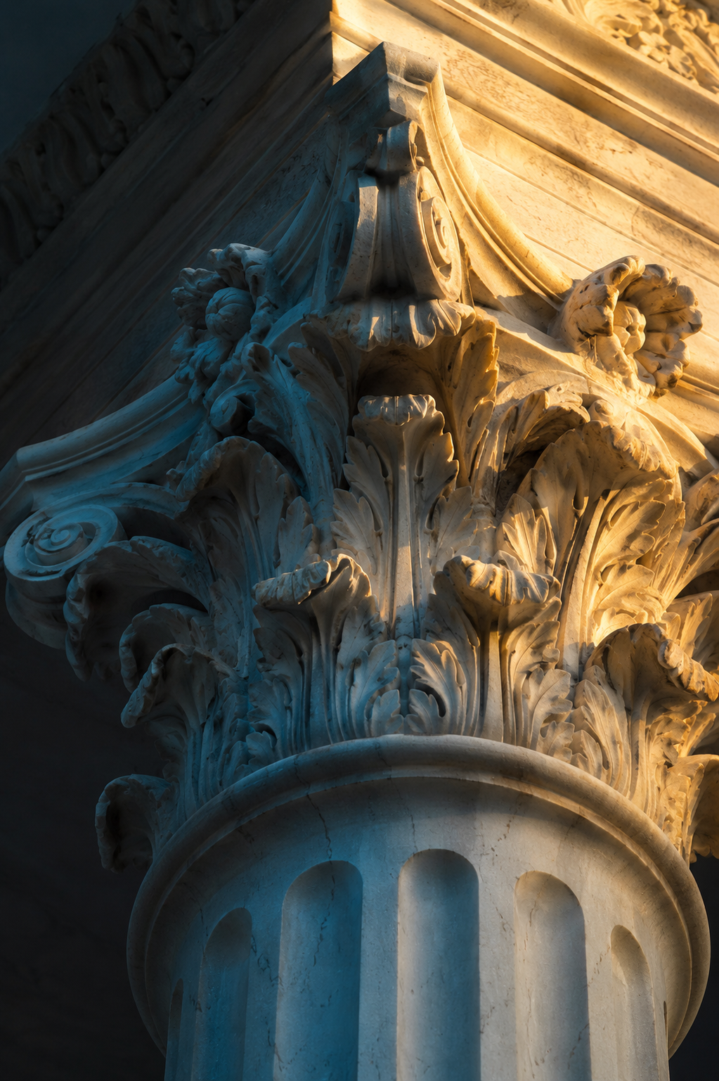 Carved marble column capital detail