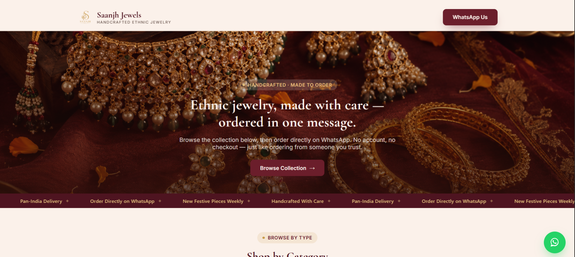 Saanjj Jewels website preview