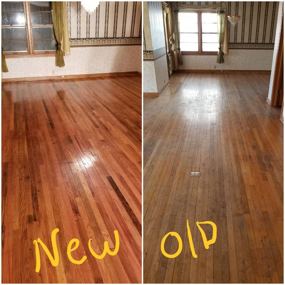Wood floor staining project by Heritage Paint Works