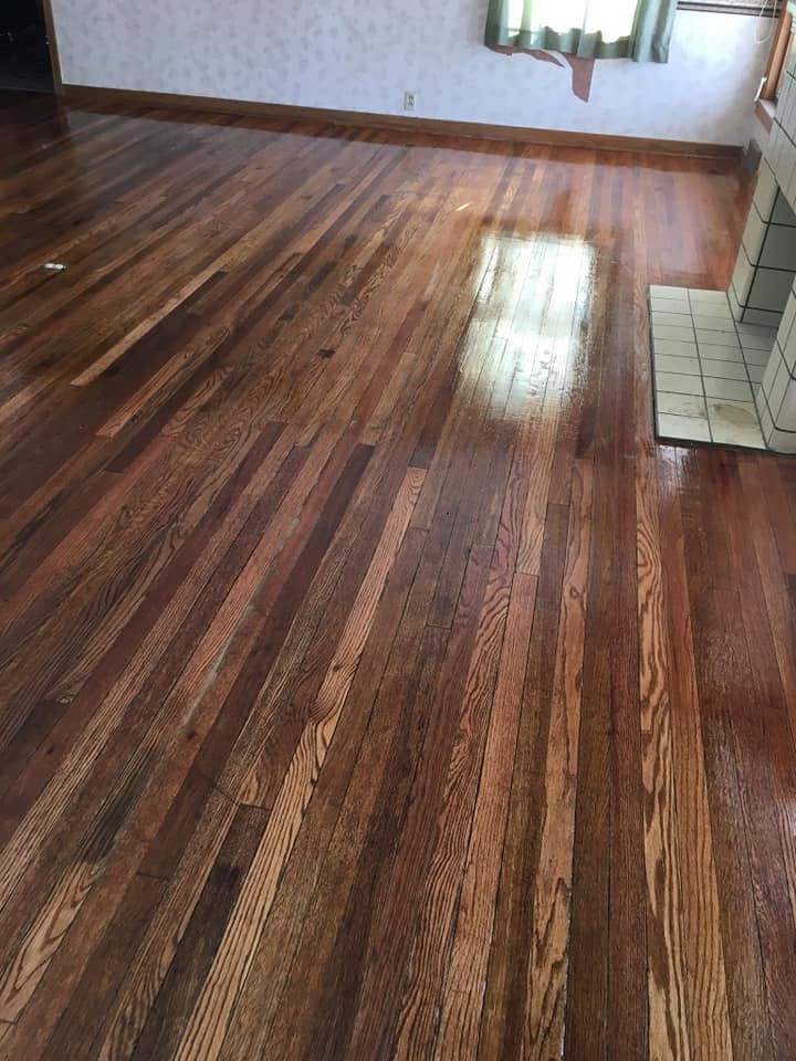 Wood floor restoration project Kansas