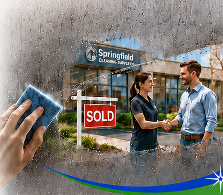 Cleaning business sold - owner shaking hands with buyer