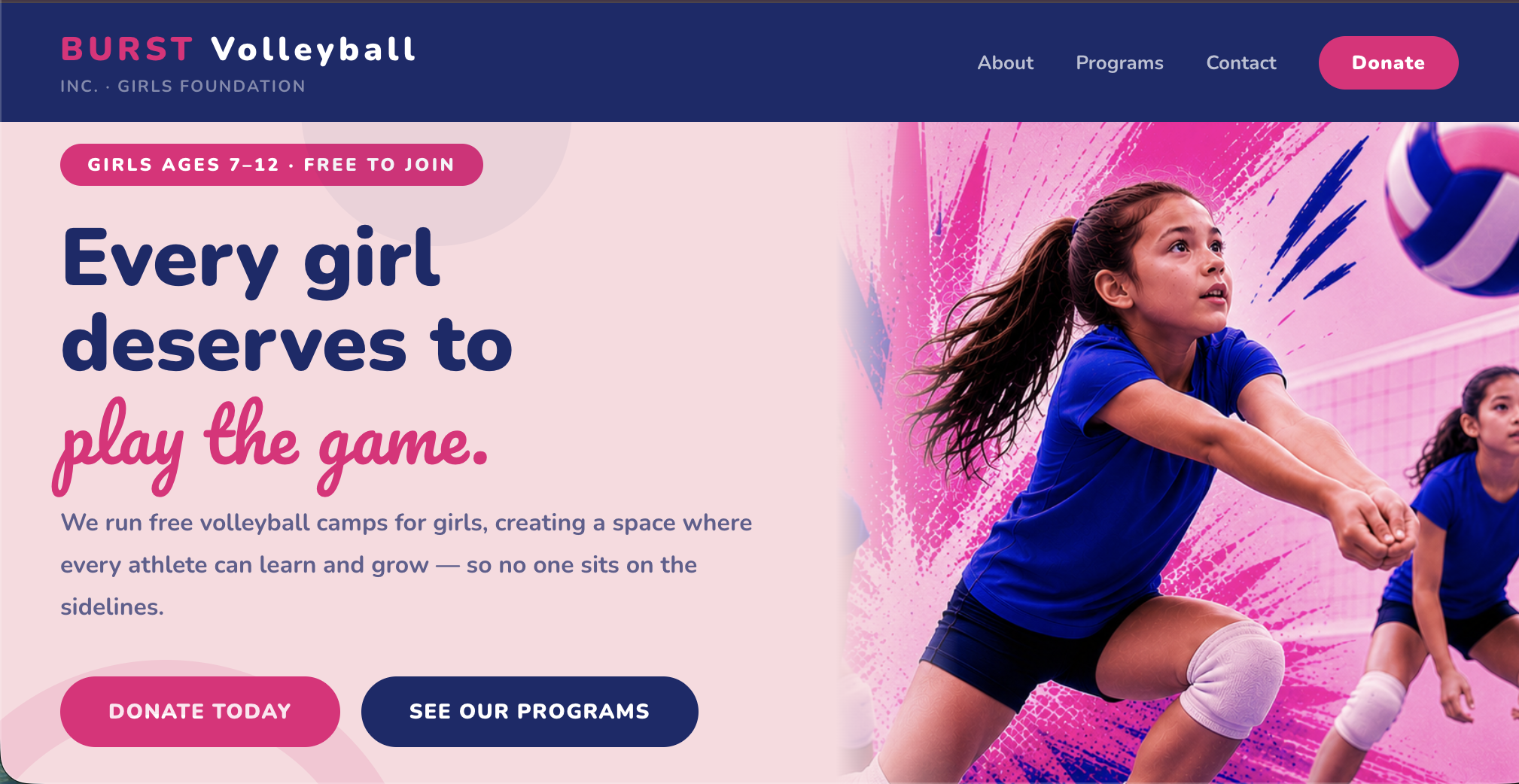 BURST Volleyball website preview
