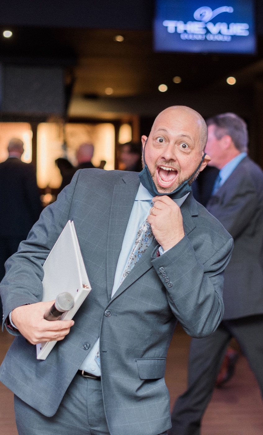 Joe Seyler enjoying a moment while hosting an event