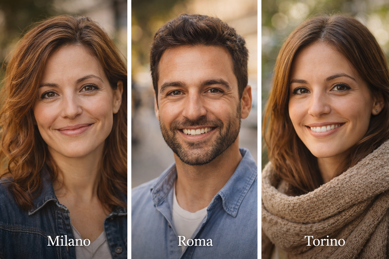 Valentina da Milano, Marco da Roma, Alessia da Torino