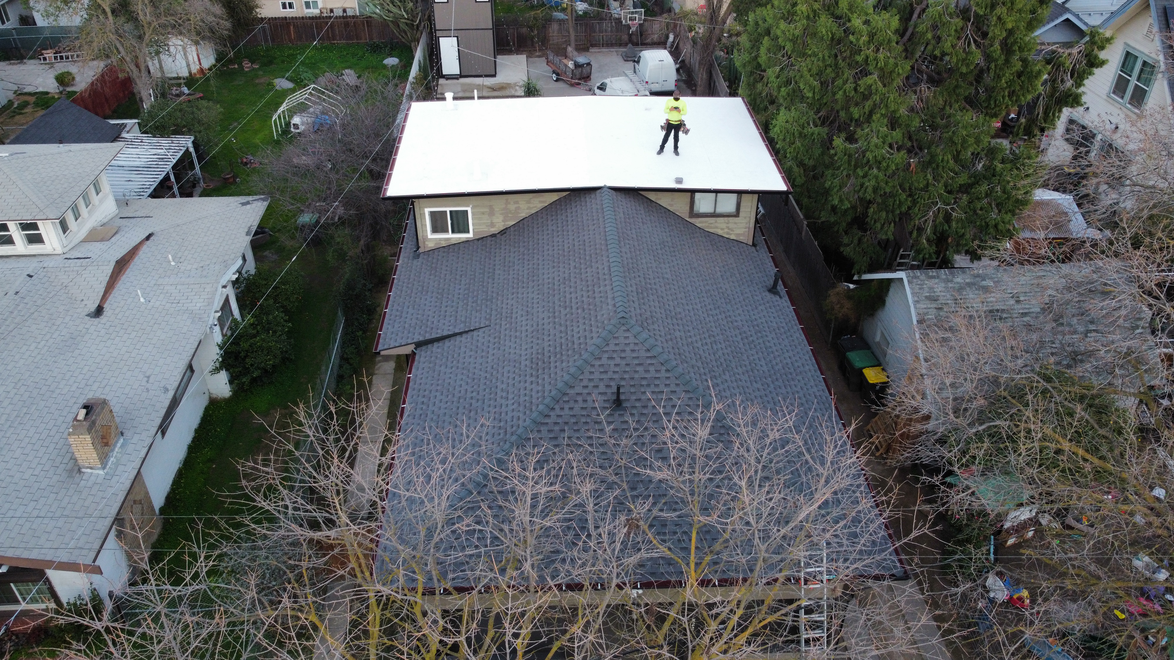 Flat and shingle roof