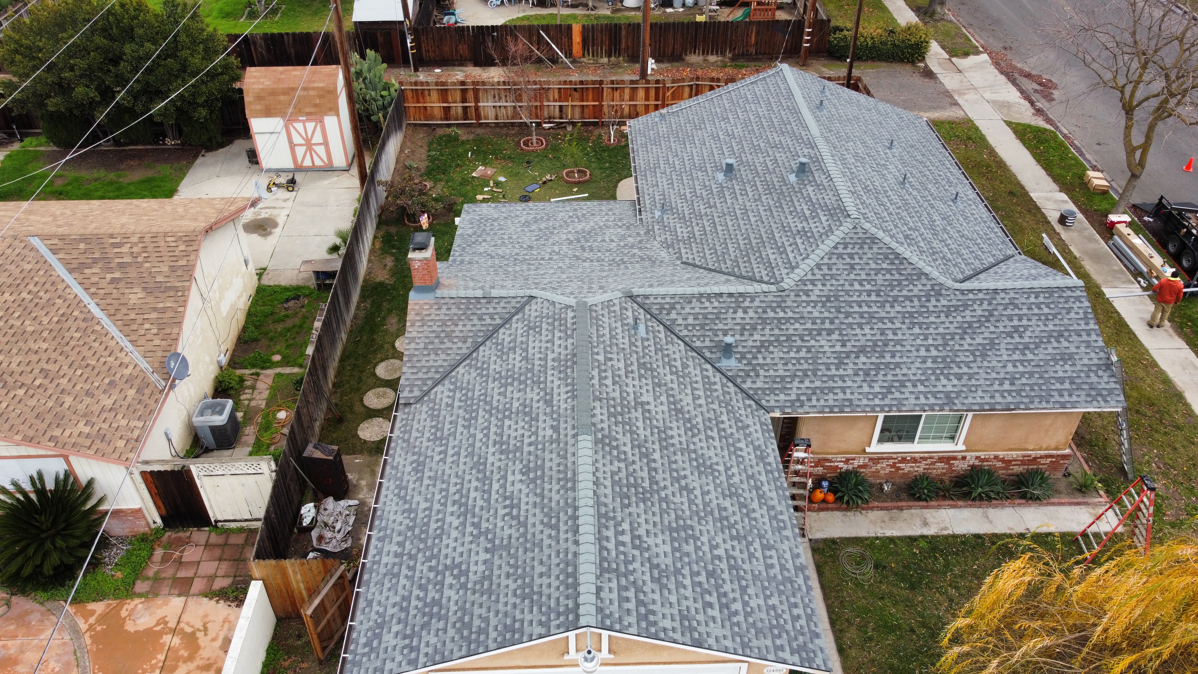 Finished architectural shingles on a Legend Roofing job