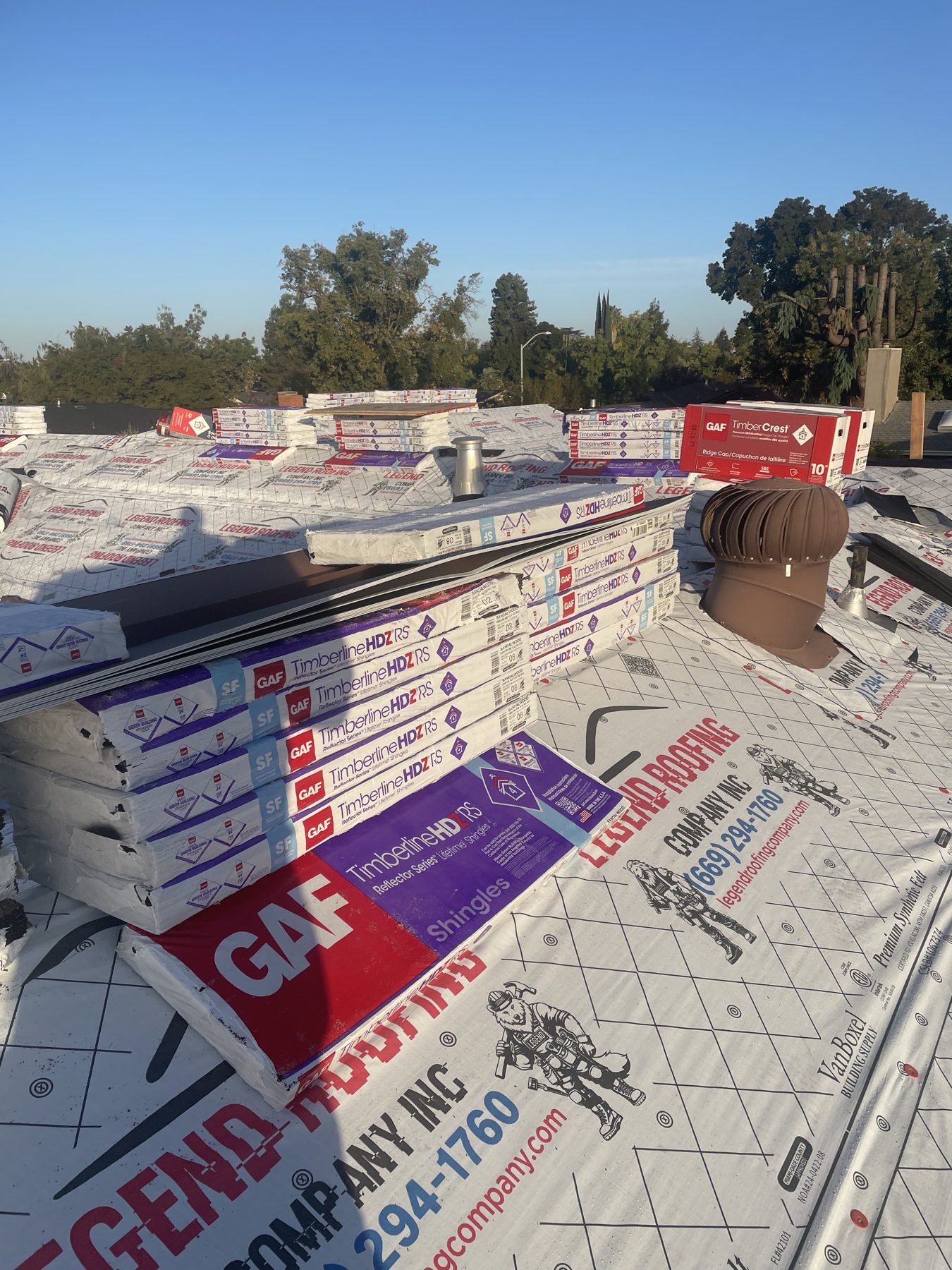 Custom Legend Roofing underlayment with GAF shingles