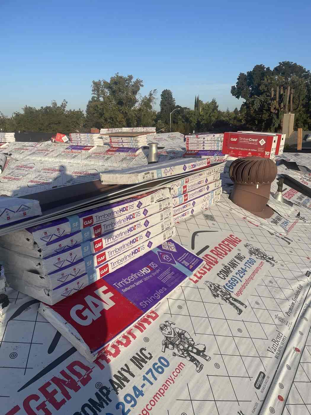 Custom Legend Roofing underlayment with GAF shingles