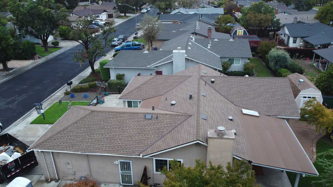 Finished brown shingle roof