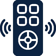 Smart controls icon — MaxForce motorized screens controlled via remote, phone app, or home automation integration