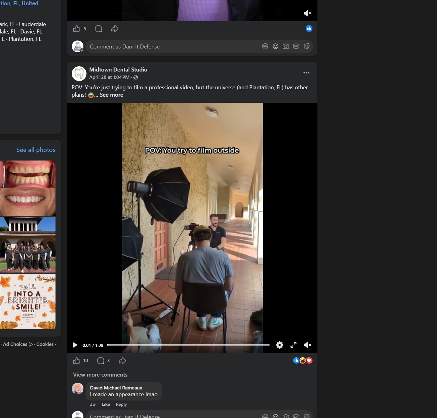 Midtown Dental Studio Instagram grid showing scripted content series