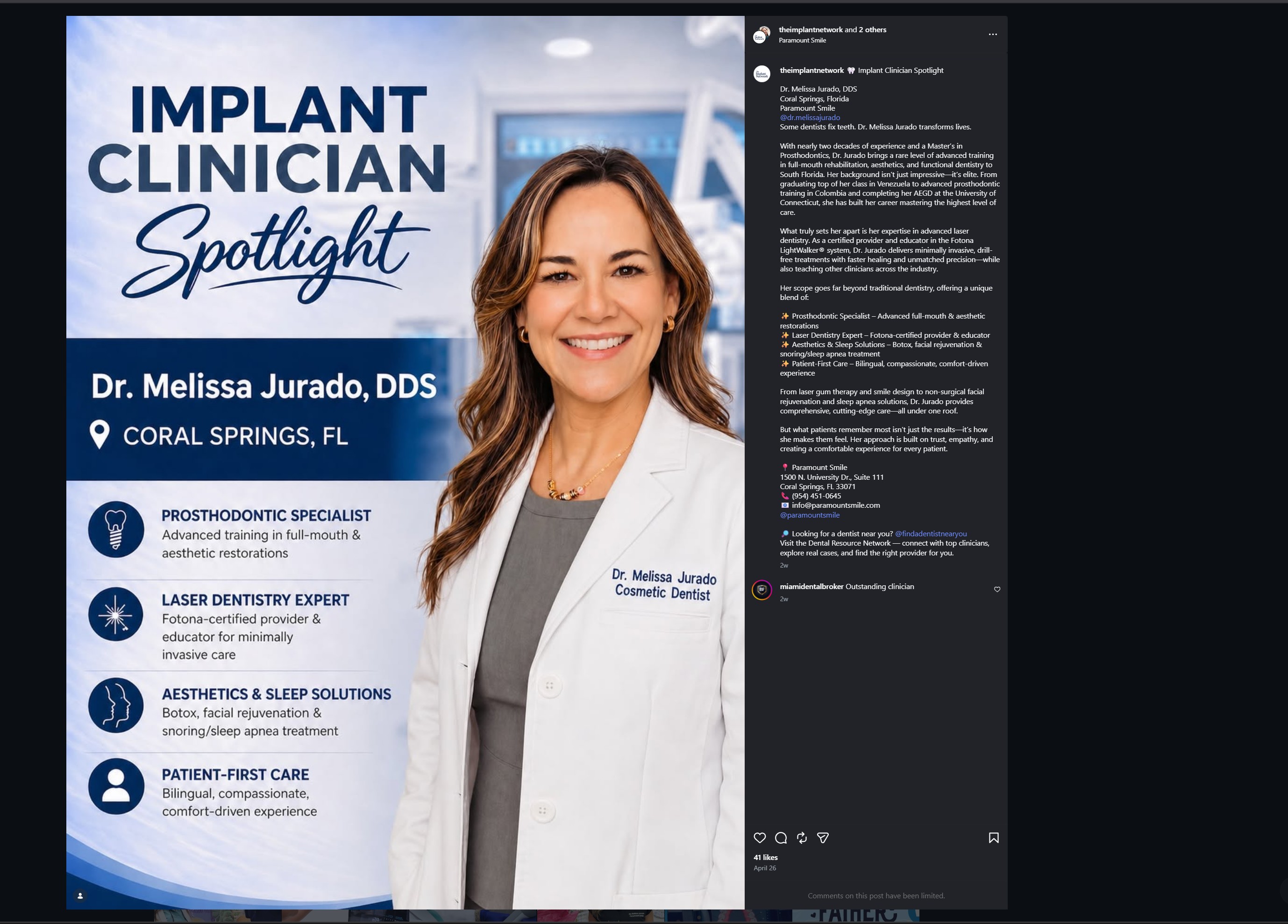 Paramount Smile social feed showing generic templated content