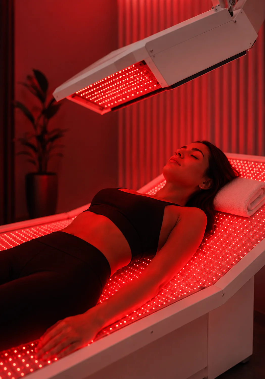 Luxurious spa-like red light therapy room at COPATAN