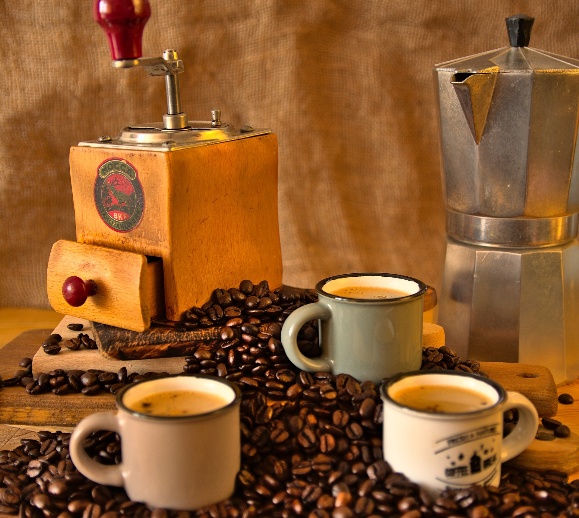 Warm coffee product still life