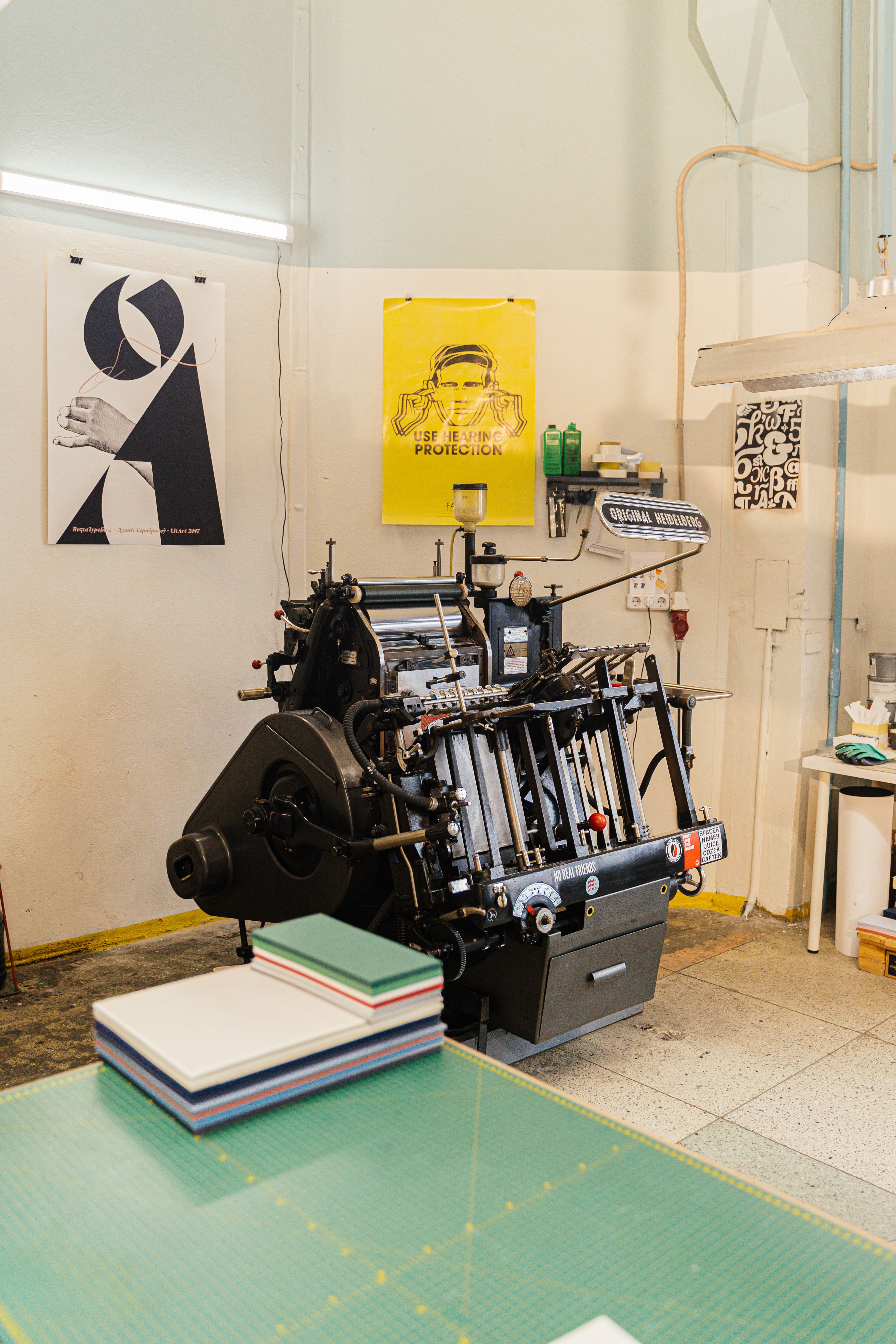 A real print and design studio filled with finished work