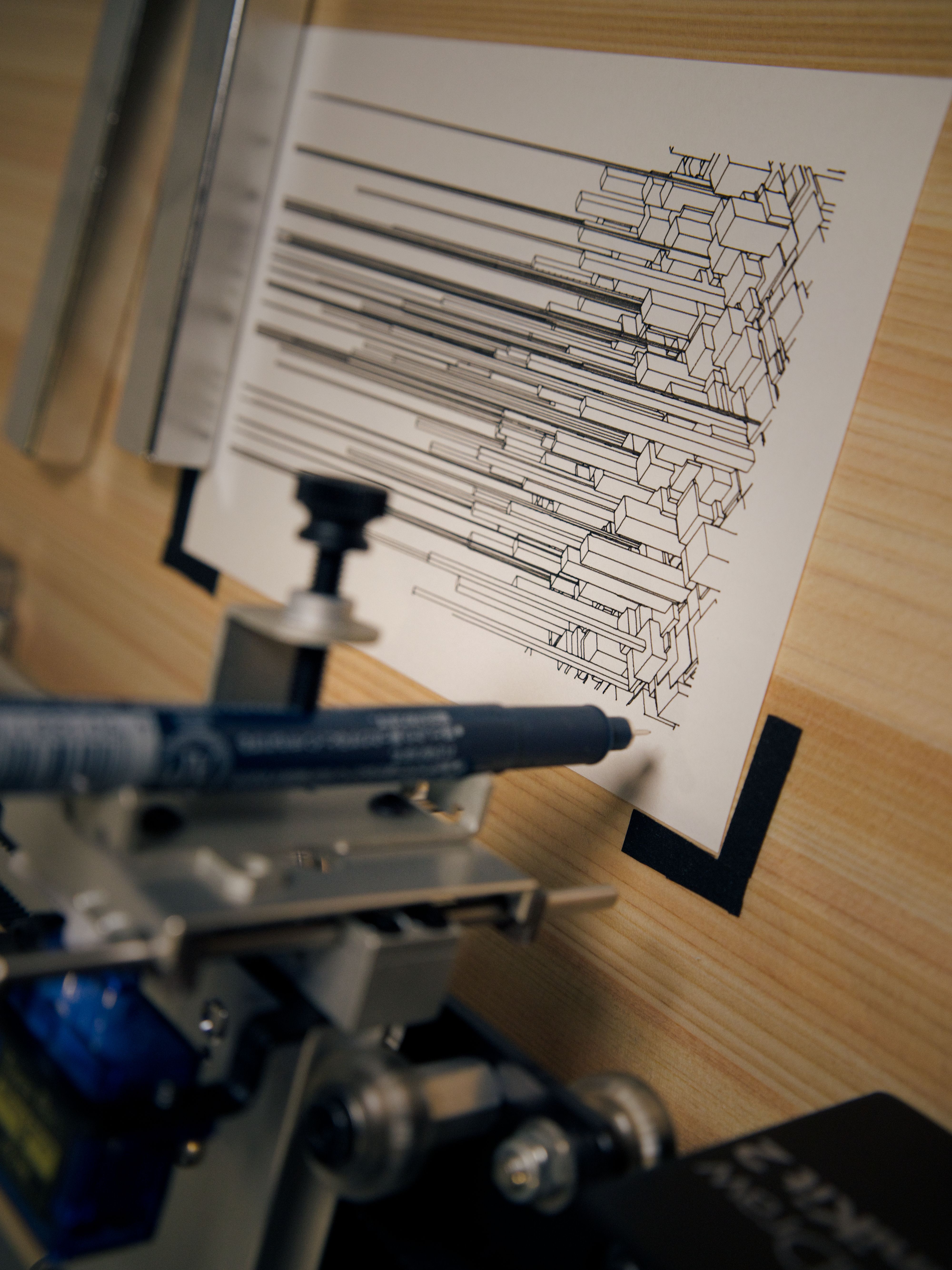 A precise original drawing being created for print