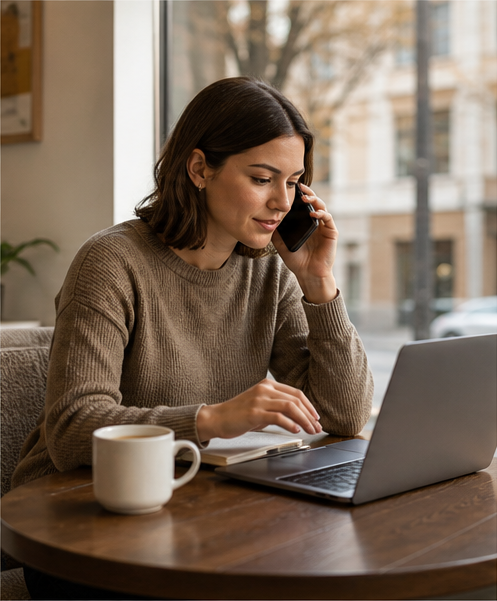 A business owner starting a customer conversation