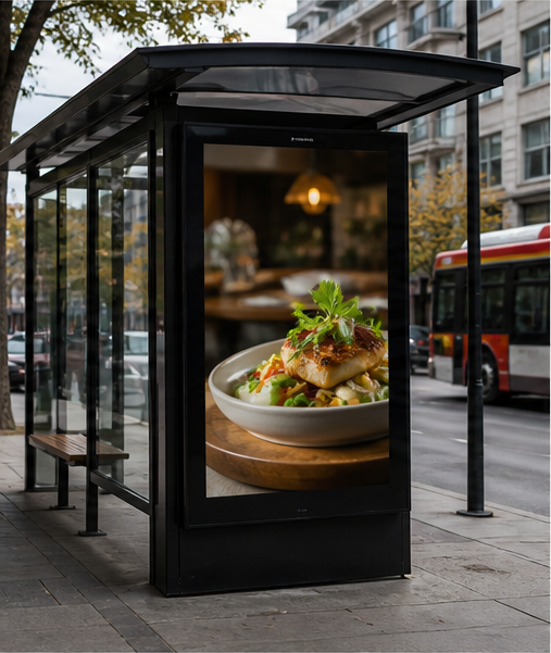 A local business advertisement displayed in the city