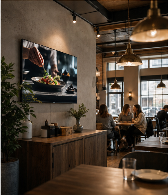 Streaming television placement inside a real business