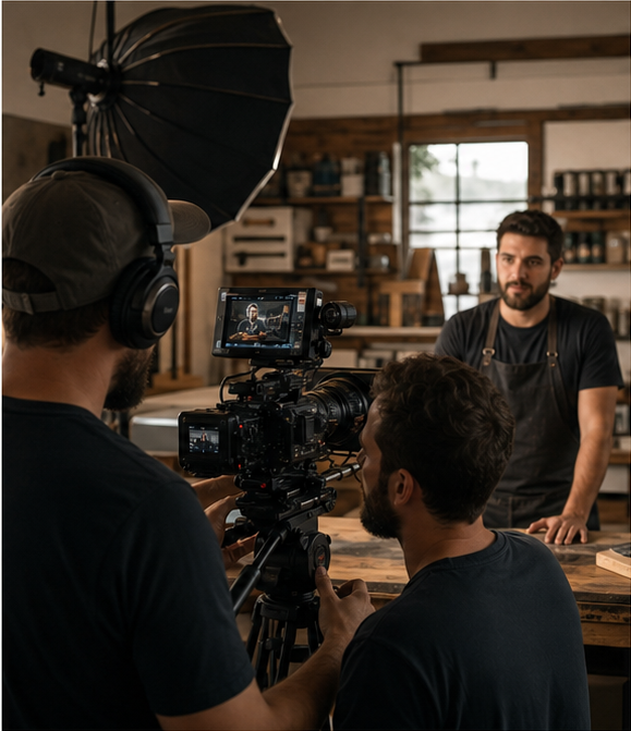 A professional video production in progress