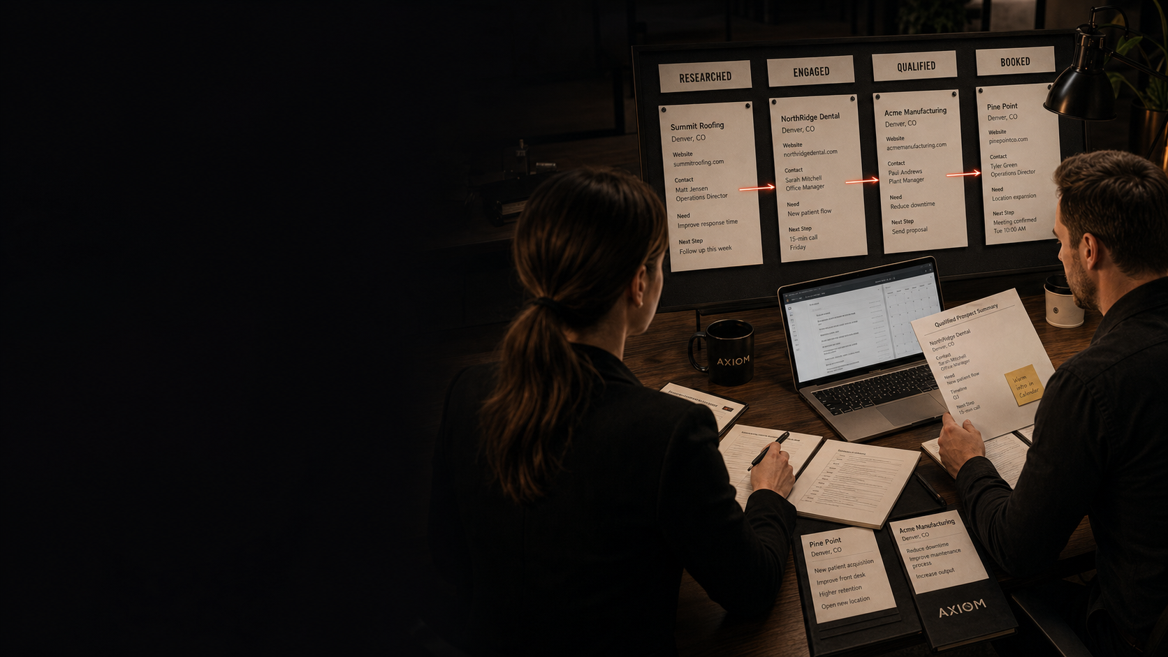 Team reviewing a controlled outbound handoff board