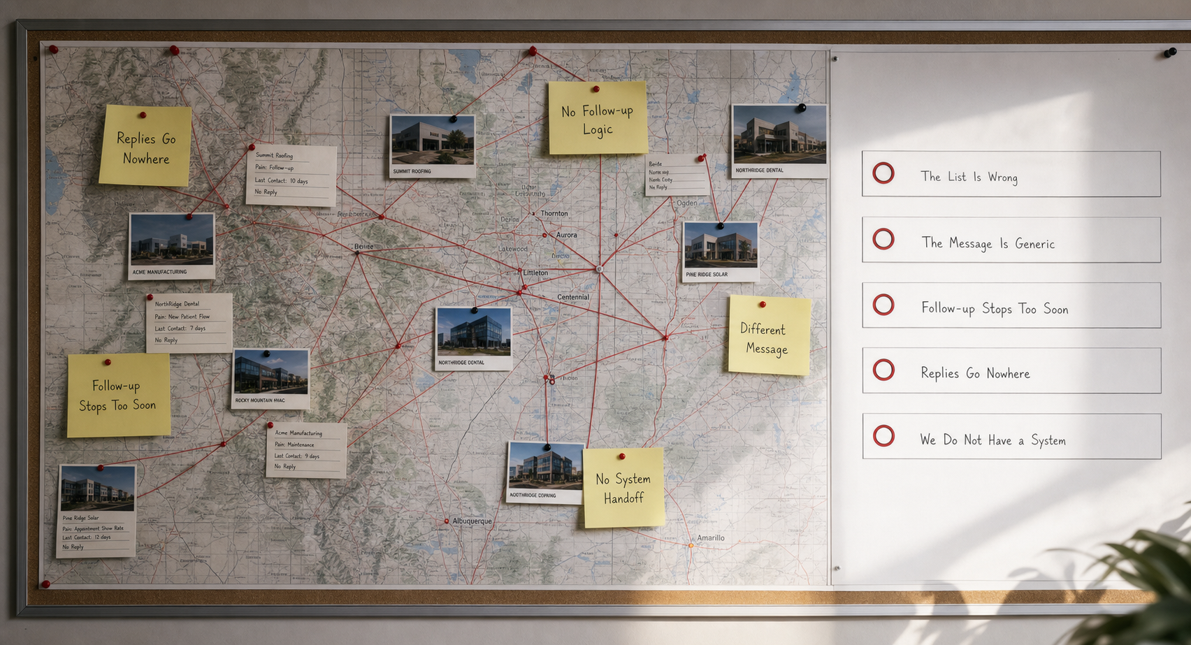 Outbound diagnostic map and prospect evidence