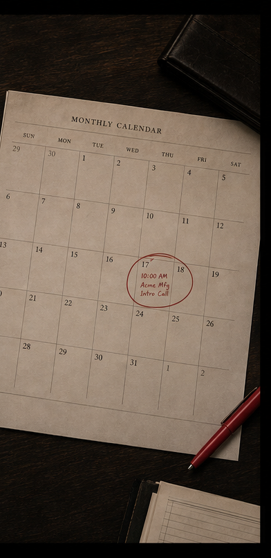 Booked sales conversation on a calendar