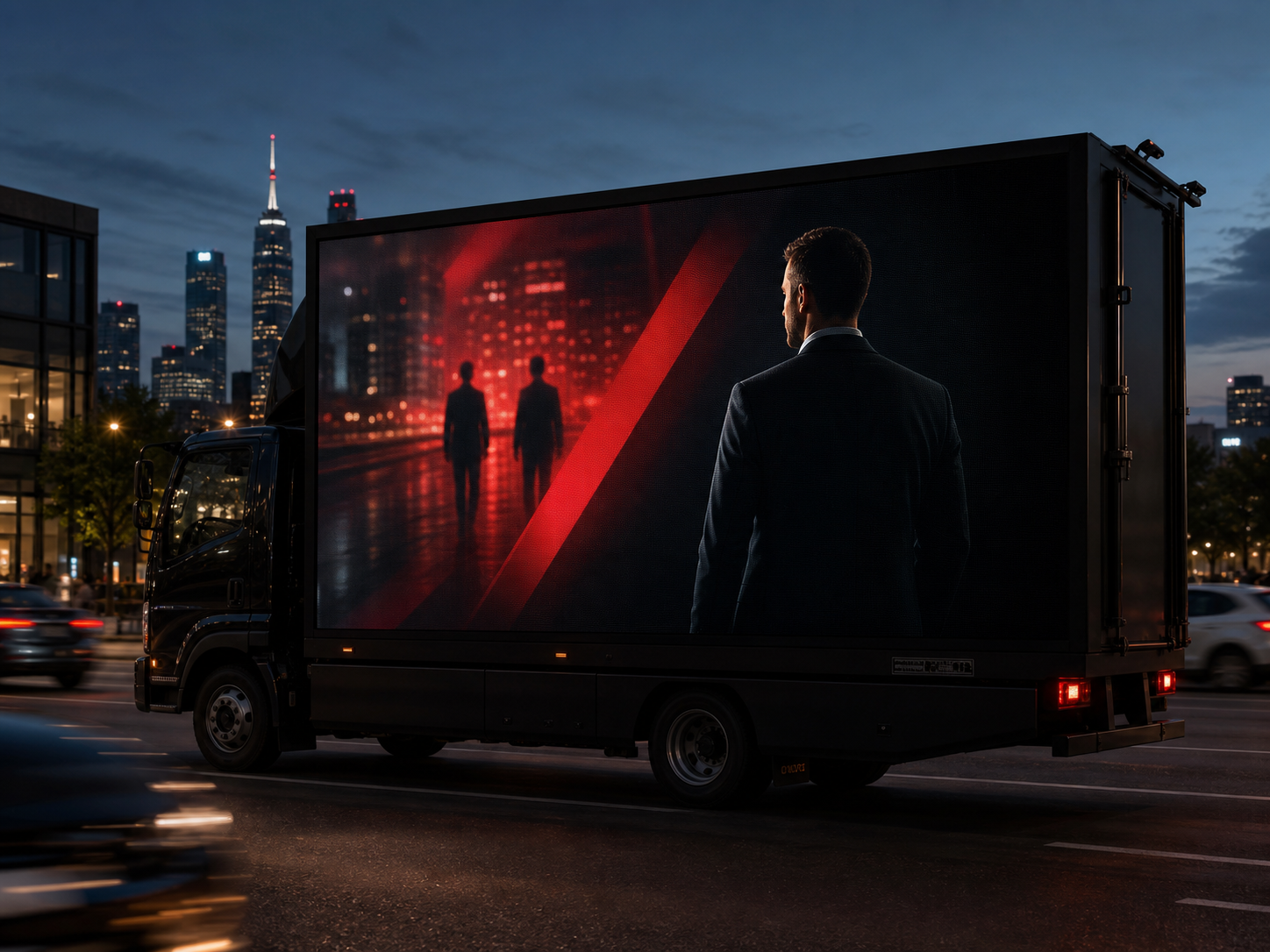 Mobile digital billboard carrying a business message