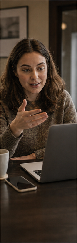 Sophie helping a customer through a business website