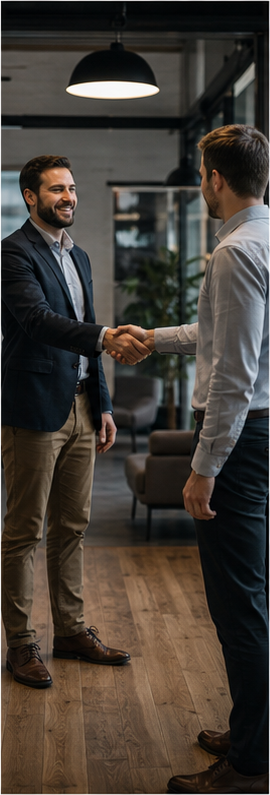 A customer and business representative meeting